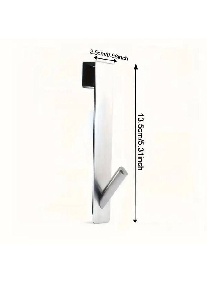 Silvery Stainless Steel Glass Door Hooks Heavy Duty Towel Rack Coat Hanger - Image 4