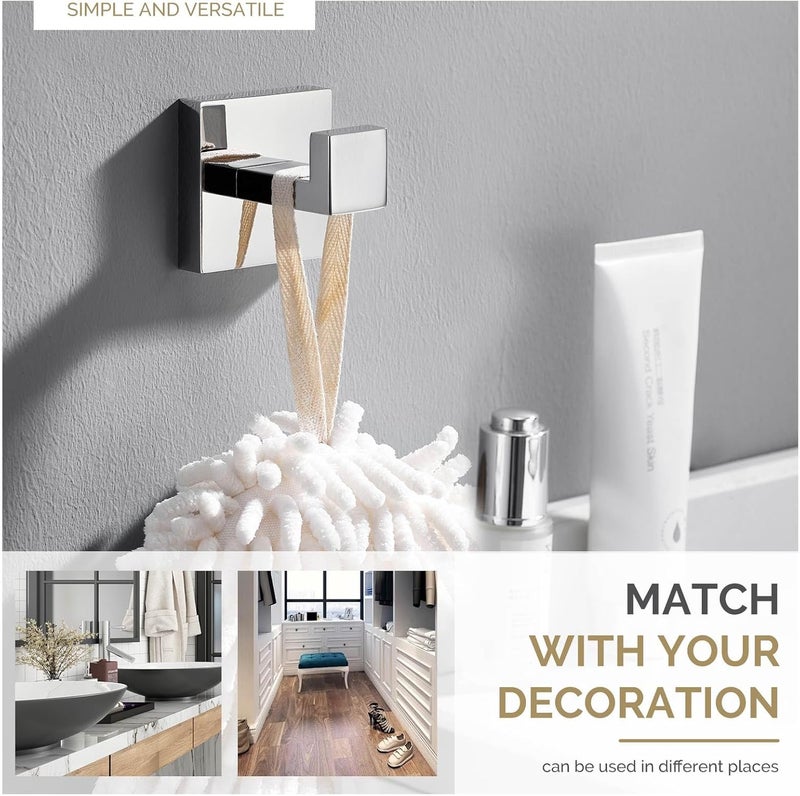 Angle Simple Towel Hook for Bathroom, SUS 304 Stainless Steel Shower Bath Towel Robe Hanger, Wall Coat Hook, Polished Chrome - Image 4
