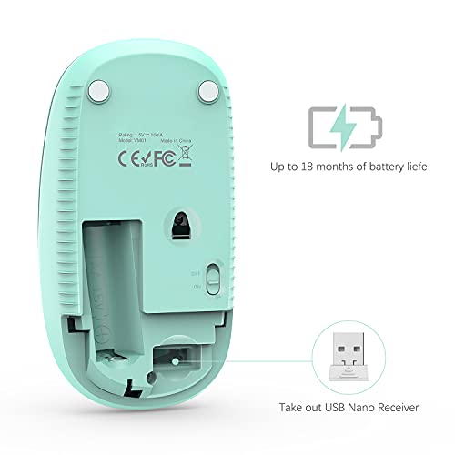 VssoPlor Wireless Mouse, 2.4G Slim Portable Computer Mice with Nano Receiver for Notebook, PC, Laptop, Computer (Mint Green) - Image 5