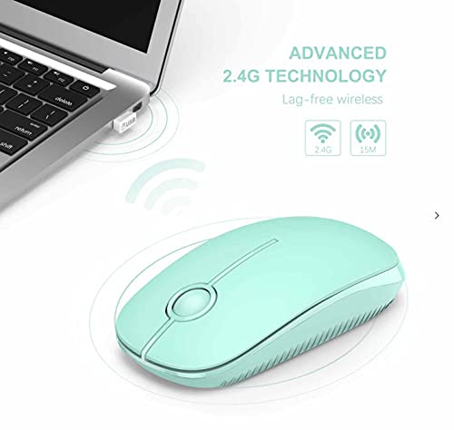 VssoPlor Wireless Mouse, 2.4G Slim Portable Computer Mice with Nano Receiver for Notebook, PC, Laptop, Computer (Mint Green) - Image 4