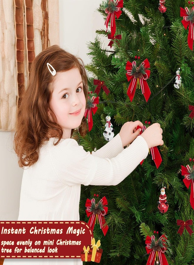 foxwake Christmas Velvet Bows with Real Pine Cones - 6.7" Red Holiday Bows for Tree Decorations, Xmas Gift Wrapping & Crafts - Premium Festive Decor with Berry Accents(6 Pcs) - Image 4