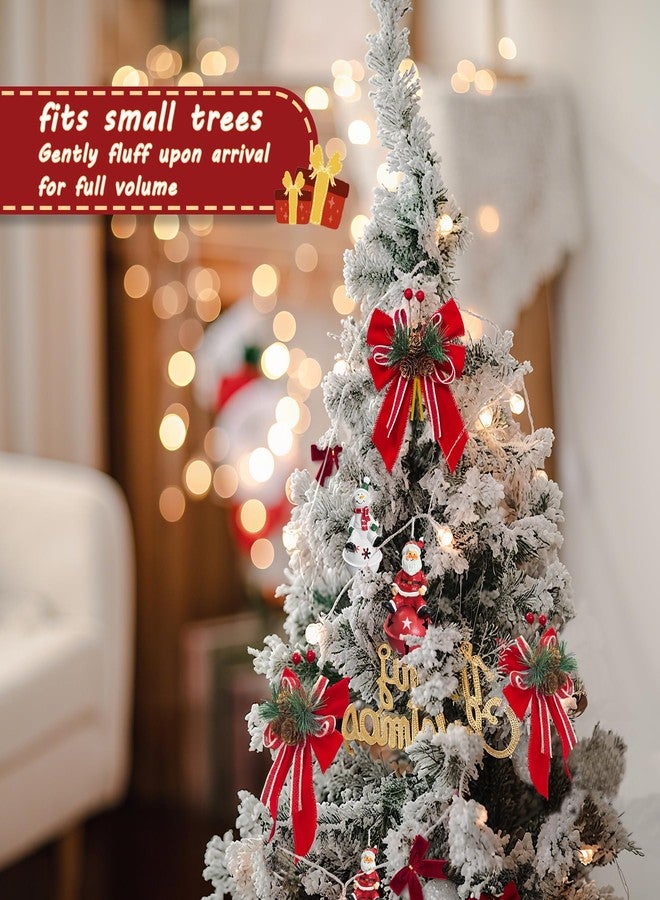 foxwake Christmas Velvet Bows with Real Pine Cones - 6.7" Red Holiday Bows for Tree Decorations, Xmas Gift Wrapping & Crafts - Premium Festive Decor with Berry Accents(6 Pcs) - Image 3