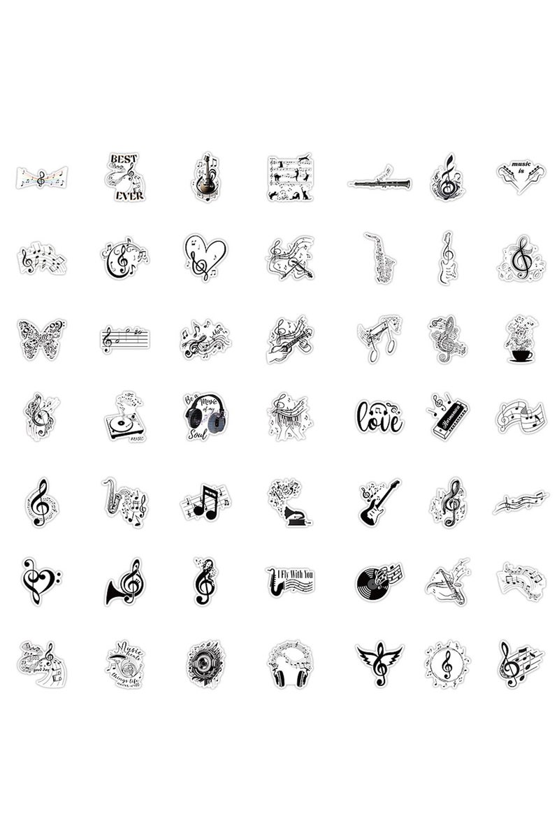 قوس قزح أورينبو 50 قطعة من ملصقات حب الموسيقى العصرية، ملصقات رموز موسيقية، ملصقات للجيتار والكمبيوتر المحمول وزجاجة الماء والهاتف وسجل القصاصات، مجموعة ملصقات فينيل لطيفة مقاومة للماء - Image 3