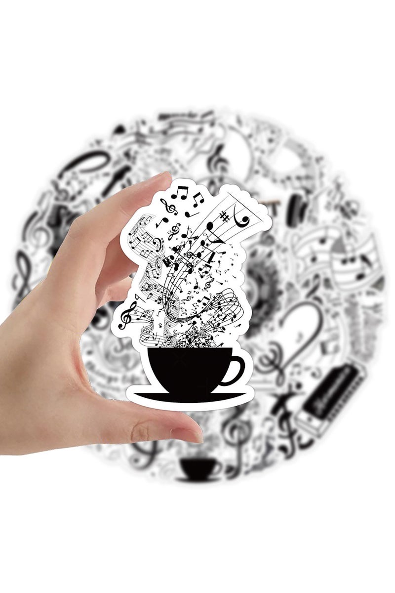 قوس قزح أورينبو 50 قطعة من ملصقات حب الموسيقى العصرية، ملصقات رموز موسيقية، ملصقات للجيتار والكمبيوتر المحمول وزجاجة الماء والهاتف وسجل القصاصات، مجموعة ملصقات فينيل لطيفة مقاومة للماء - Image 4