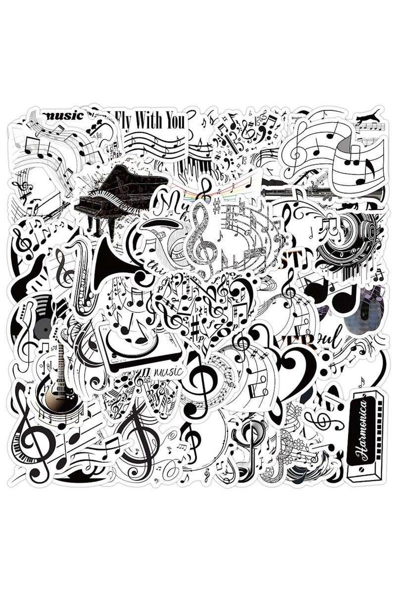 قوس قزح أورينبو 50 قطعة من ملصقات حب الموسيقى العصرية، ملصقات رموز موسيقية، ملصقات للجيتار والكمبيوتر المحمول وزجاجة الماء والهاتف وسجل القصاصات، مجموعة ملصقات فينيل لطيفة مقاومة للماء - Image 1