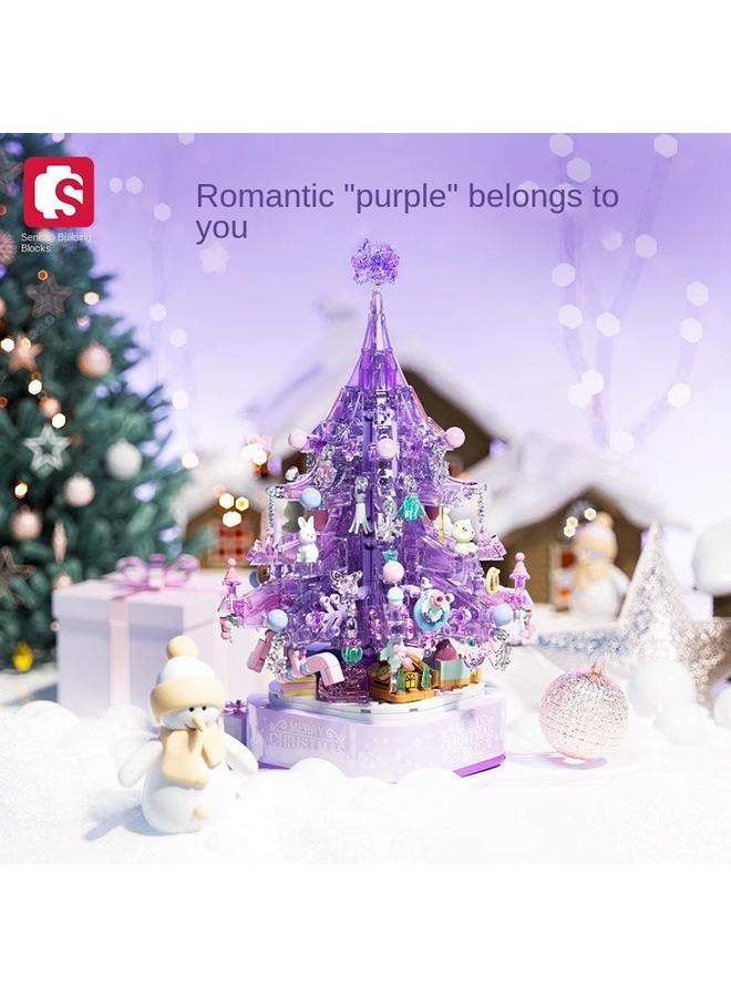 Bluejw Senbao 605029 Dream Christmas Tree With Lights Music Box Small Particles Handmade Assembled Toys Christmas - Image 2
