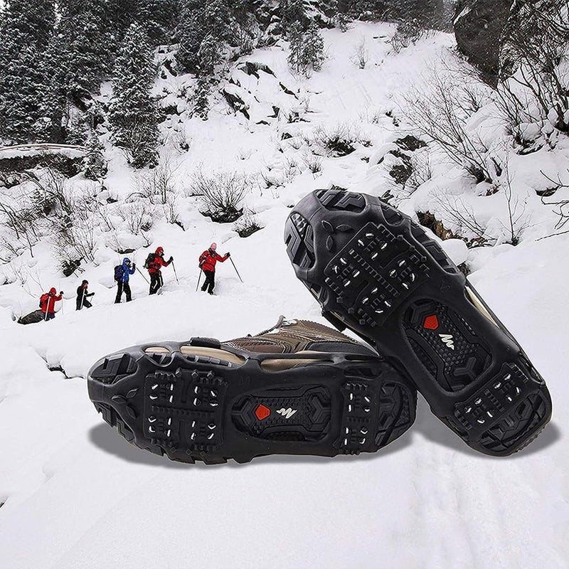 Linist Anti-Slip Ice Cleats for Shoes & Boots | 24 Manganese Steel Spikes with Adjustable Straps | Heavy-Duty Ice Traction Cleats for Hiking, Walking, Trekking, Climbing | Snow Grips (L-39 to 46) - Image 4