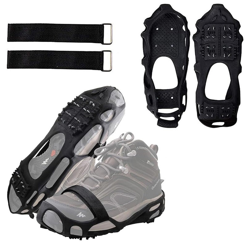 Linist Anti-Slip Ice Cleats for Shoes & Boots | 24 Manganese Steel Spikes with Adjustable Straps | Heavy-Duty Ice Traction Cleats for Hiking, Walking, Trekking, Climbing | Snow Grips (L-39 to 46) - Image 1