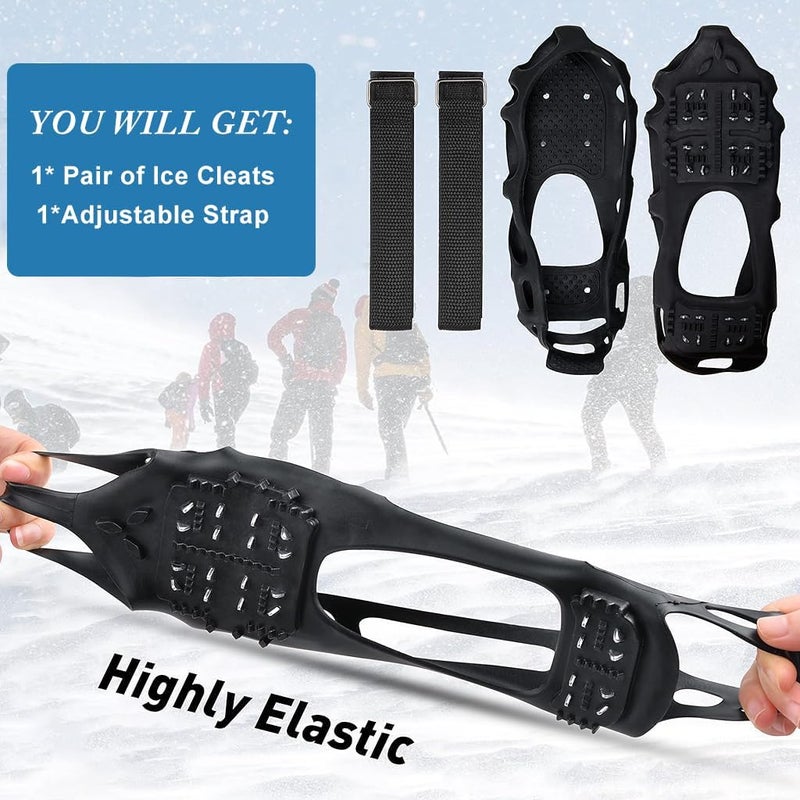 Linist Anti-Slip Ice Cleats for Shoes & Boots | 24 Manganese Steel Spikes with Adjustable Straps | Heavy-Duty Ice Traction Cleats for Hiking, Walking, Trekking, Climbing | Snow Grips (L-39 to 46) - Image 3
