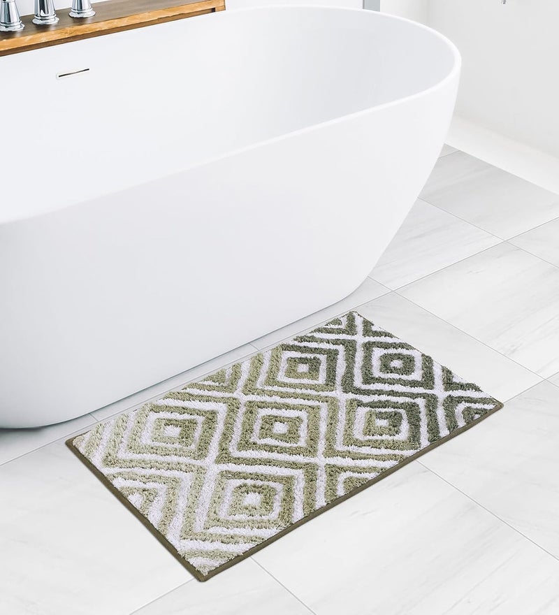 Obsessions Quick Dry Anti Skid Cotton Bath Mat (40 x 60 cm, Olive) - Image 1