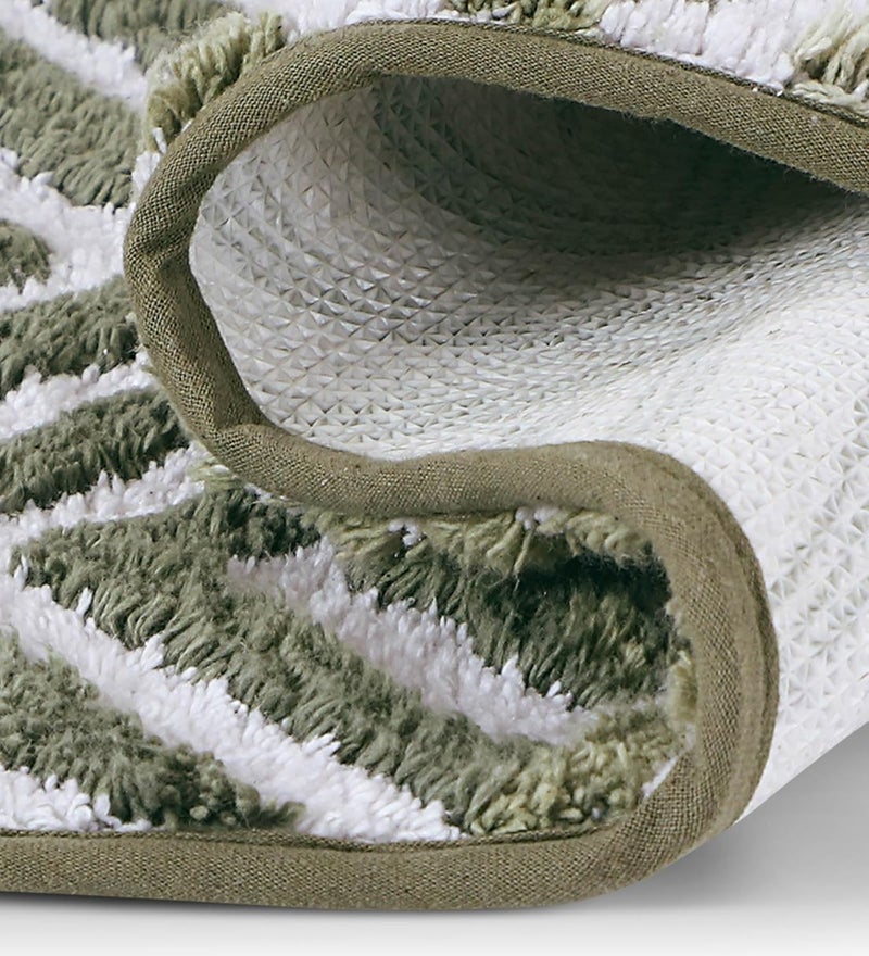 Obsessions Quick Dry Anti Skid Cotton Bath Mat (40 x 60 cm, Olive) - Image 4