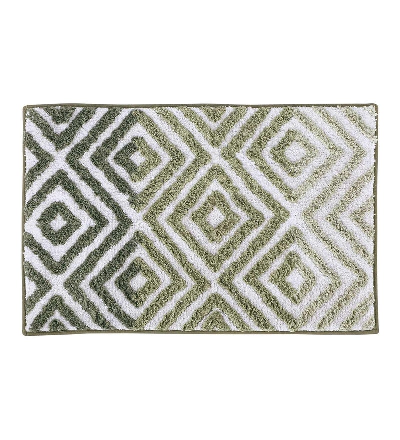 Obsessions Quick Dry Anti Skid Cotton Bath Mat (40 x 60 cm, Olive) - Image 3