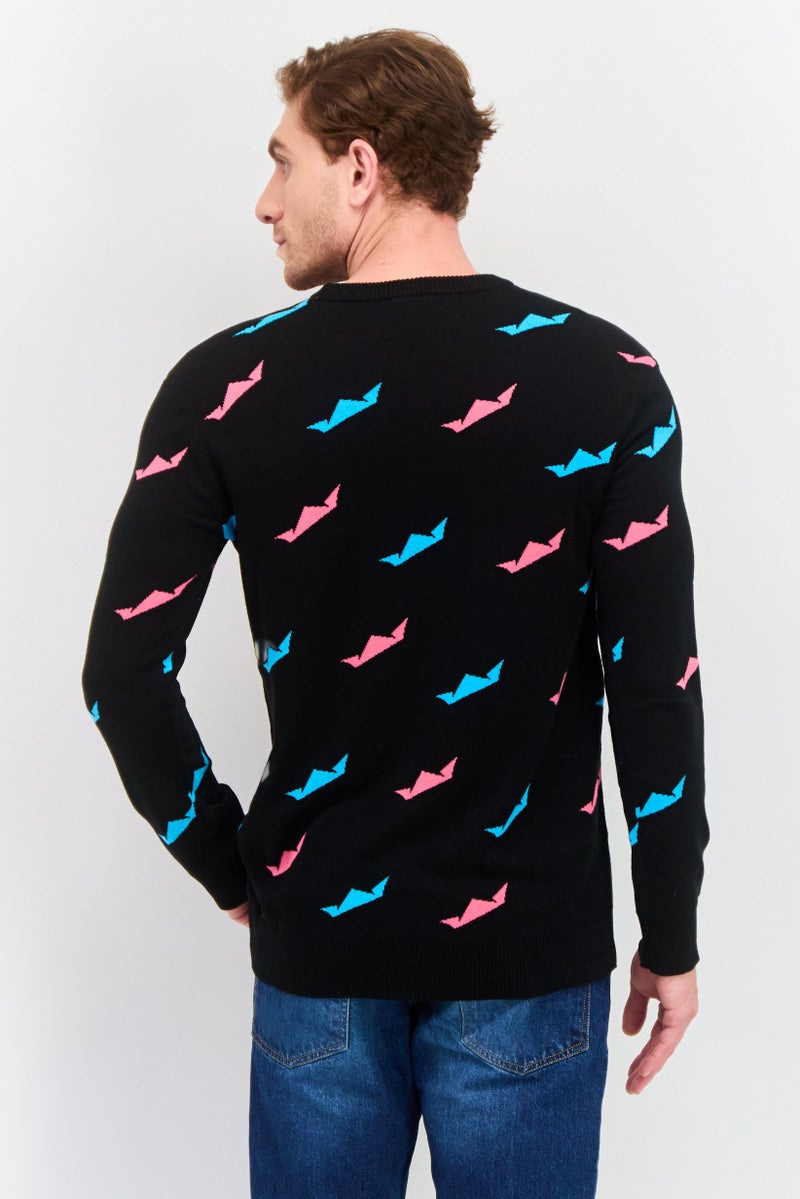 D RT Men Crew Neck Allover Print Sweatshirt, Black Combo - Image 3