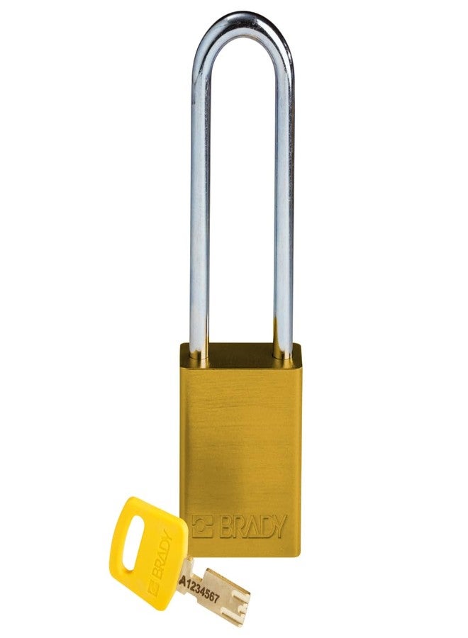 Brady SafeKey Lockout Padlock Aluminum Yellow 3.0" Steel Shkl Keyed Different - Image 1