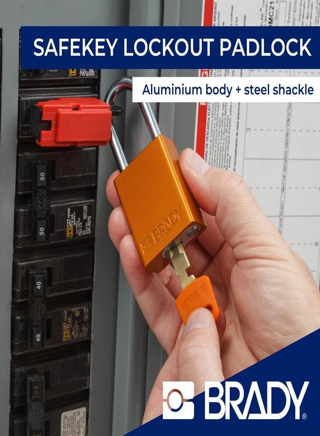 Brady SafeKey Lockout Padlock Aluminum Yellow 3.0" Steel Shkl Keyed Different - Image 3