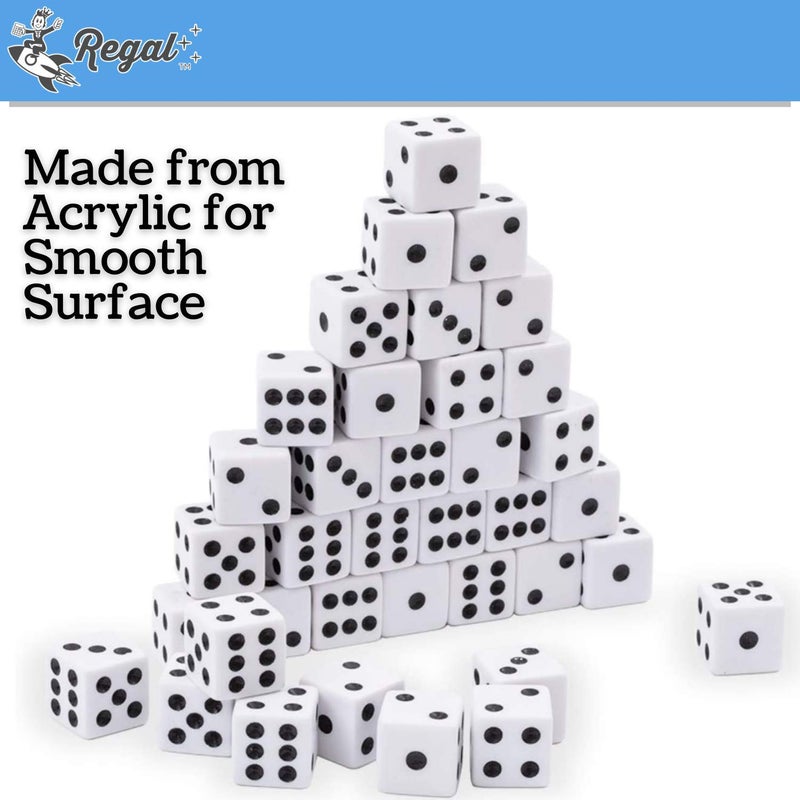 Regal Games Dice Set - 6 Sided White 16mm Square Dice for Classroom or Family Game Night - 50 Dice - Image 5