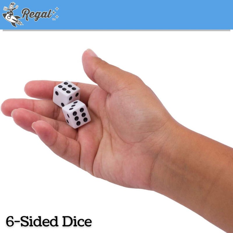 Regal Games Dice Set - 6 Sided White 16mm Square Dice for Classroom or Family Game Night - 50 Dice - Image 3