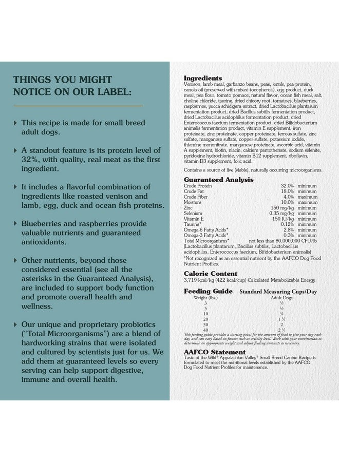 تيست أوف ذا وايلد طعام كلاب جاف ممتاز خالي من الحبوب وعالي البروتين من Appalachian Valley، لحم غزال، 5 أرطال - Image 2