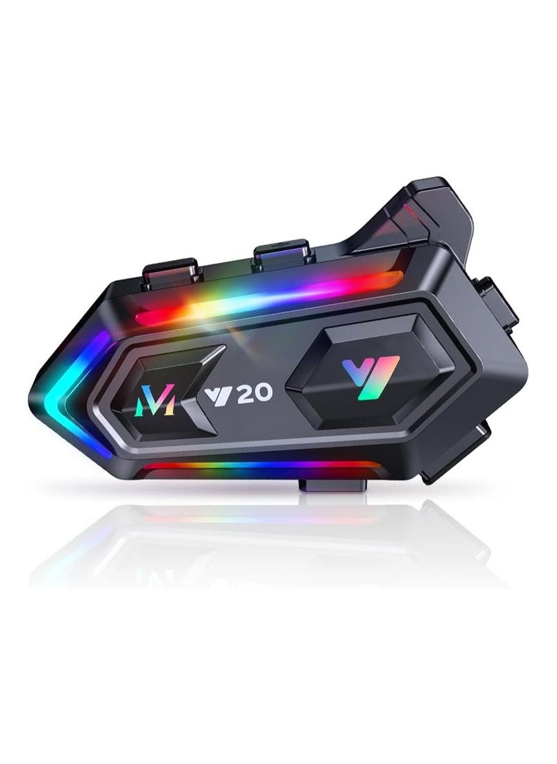 Bluetooth Motorcycle Helmet Headset with RGB Lights, Dual Noise Cancellation, Strong Bass, IPX6 Waterproof Speakers, Compatible with All Helmet Types. - Image 1