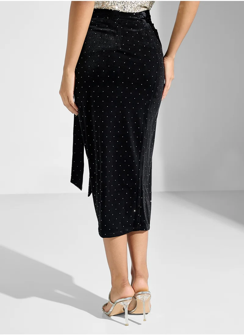 نيفر فولي دريسد Printed High Waist Skirt