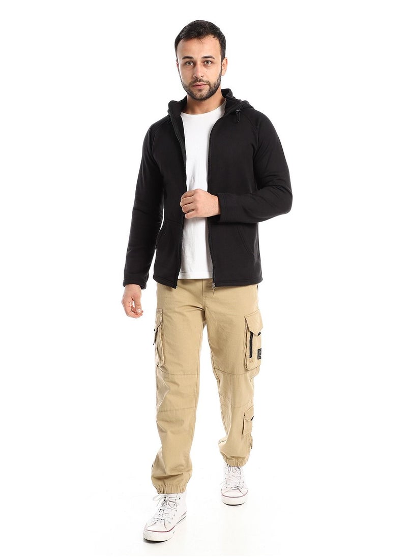 Caesar - Mens Plain Hoodie With Front Pockets and through zipper - Image 1