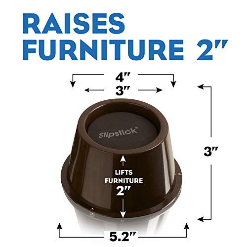Slipstick CB654 2 Inch Lift Furniture Risers / Bed Risers, Adds 2" Height to Heavy Furniture or Beds (Set of 4) Supports 2,000 lbs,Chocolate/Dark Brown - Image 3