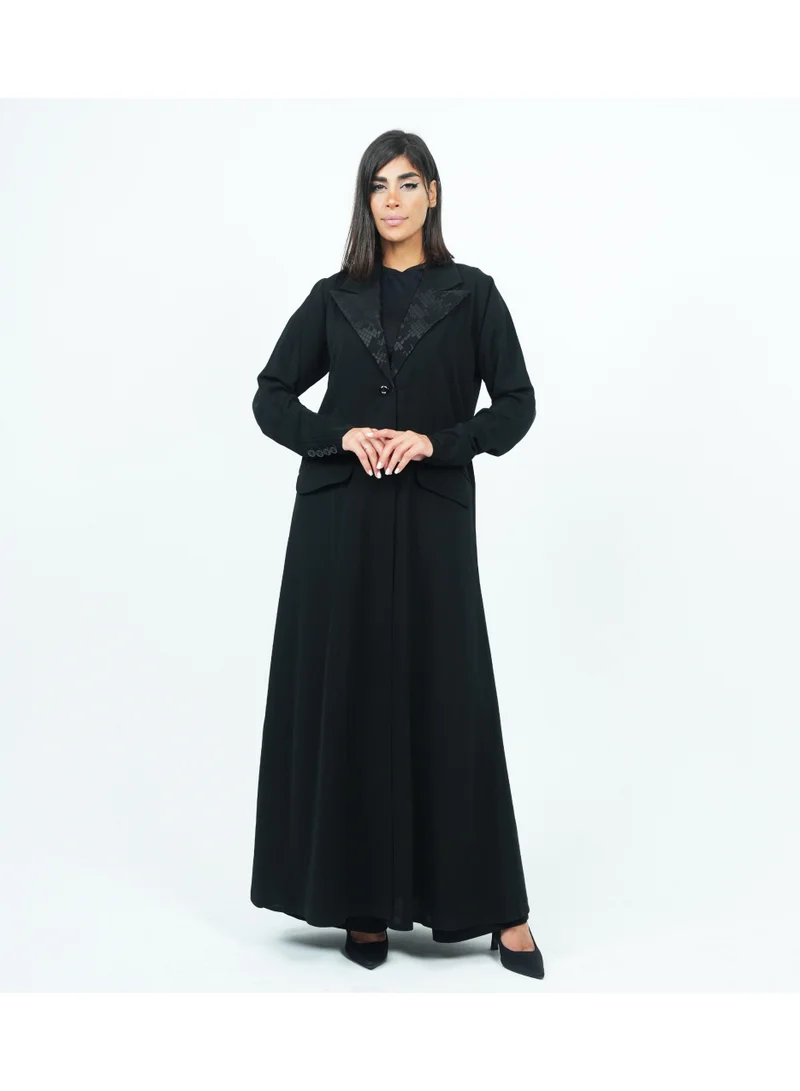 Blazer Style Abaya with Collar & Button Design