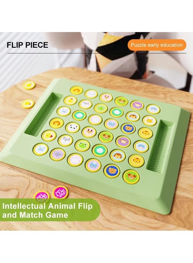 F.A.M.S Fun Animal Flip Chess Memory Matching Board Game for Kids | Educational Parent-Child Interactive Toy | Colorful Animal Pattern Learning Game | Multiplayer Flip & Match Puzzle | Safe Durable Plastic Board - Image 1
