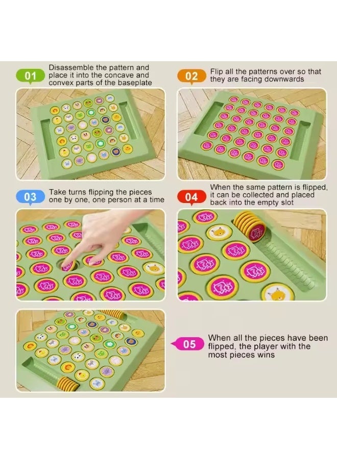 F.A.M.S Fun Animal Flip Chess Memory Matching Board Game for Kids | Educational Parent-Child Interactive Toy | Colorful Animal Pattern Learning Game | Multiplayer Flip & Match Puzzle | Safe Durable Plastic Board - Image 5