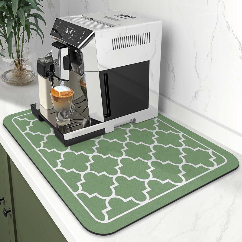 WISELIFE Dish Drying Mat Super Absorbent Drying Mat Large Dish Drying Mats for Kitchen Counter Easy Clean Dish Mat Kitchen Drying Mat15"x 18" Stylish Green - Image 2