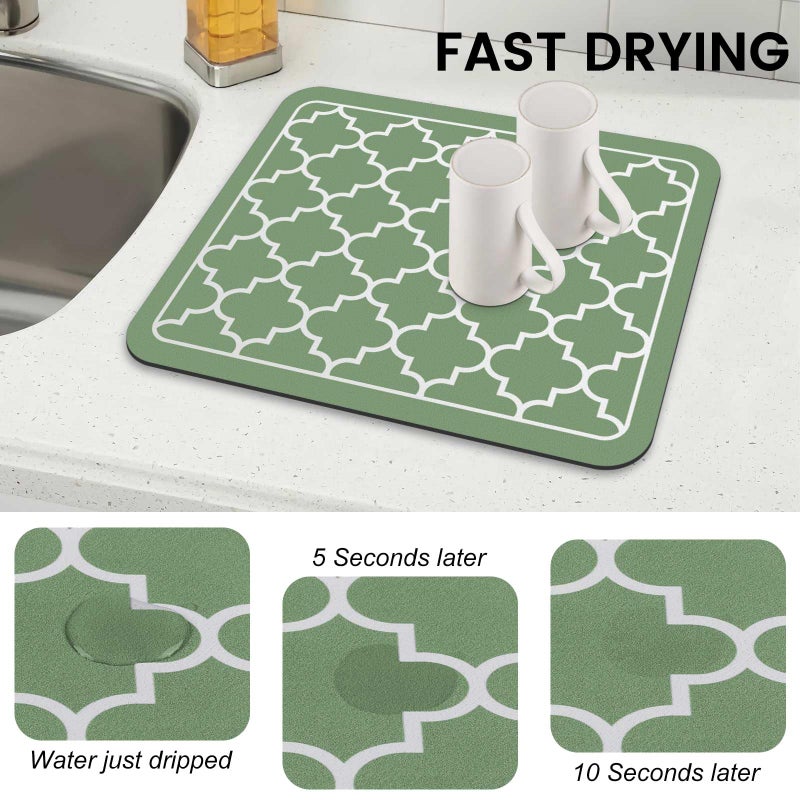 WISELIFE Dish Drying Mat Super Absorbent Drying Mat Large Dish Drying Mats for Kitchen Counter Easy Clean Dish Mat Kitchen Drying Mat15"x 18" Stylish Green - Image 4