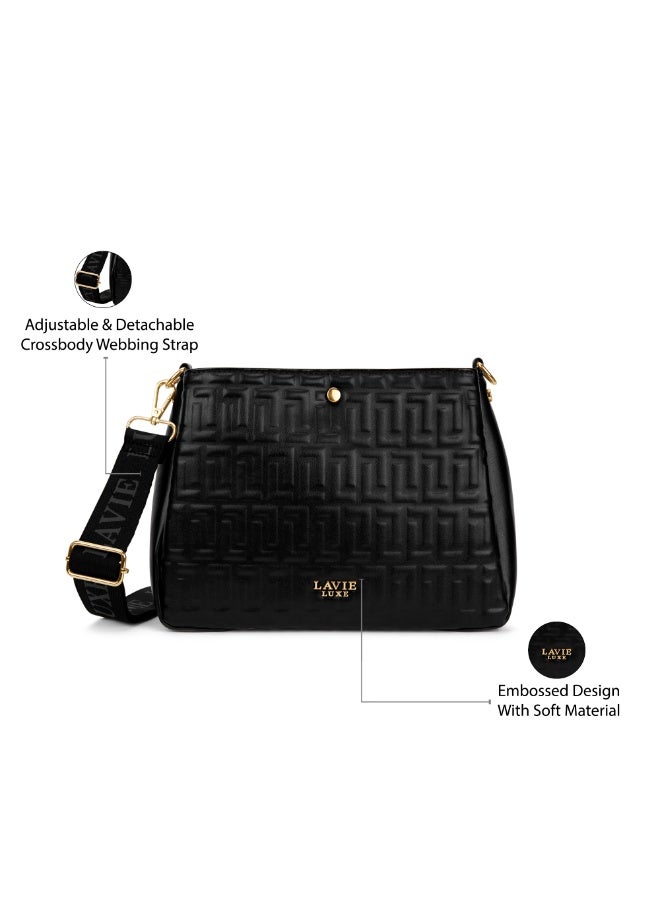 Lavie Luxe Women's Emjane 3 Compartment Sling (Black) - Image 3