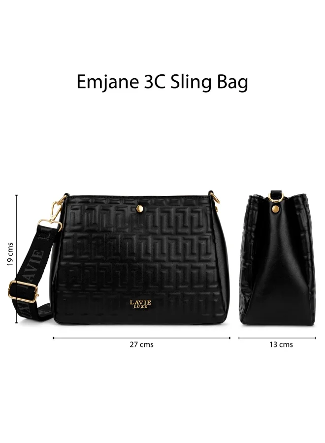 Lavie  Luxe Women's Emjane 3 Compartment Sling (Black) for Women | Best Price UAE