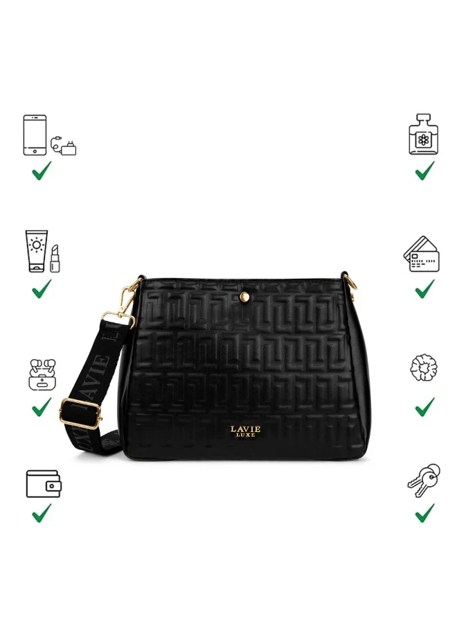 Lavie  Luxe Women's Emjane 3 Compartment Sling (Black) for Women | Best Price UAE