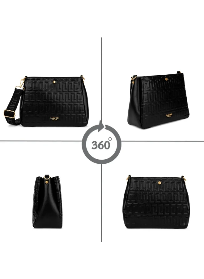 Lavie  Luxe Women's Emjane 3 Compartment Sling (Black) for Women | Best Price UAE