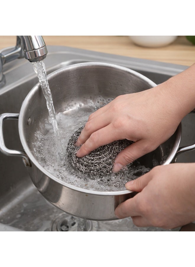 OSALIA Stainless Steel Cleaning Sponge Balls 3 Pack – Heavy Duty Rust-Proof Steel Wool Scrubbers for Kitchen Pots, Pans, Dishes & Household Cleaning – Thick Quick-Draining Scrubbing Balls - Image 2