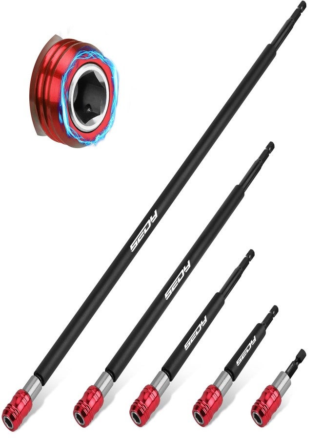 SEDY 5-Piece 2", 4", 6", 12", 17" Extra Long Magnetic Screwdriver Bit Holders, 1/4 Inch Hex Shank Quick Release Extension Adapter, Durable CR-V Steel, Universal Fit for Impact Driver Bits - Image 1