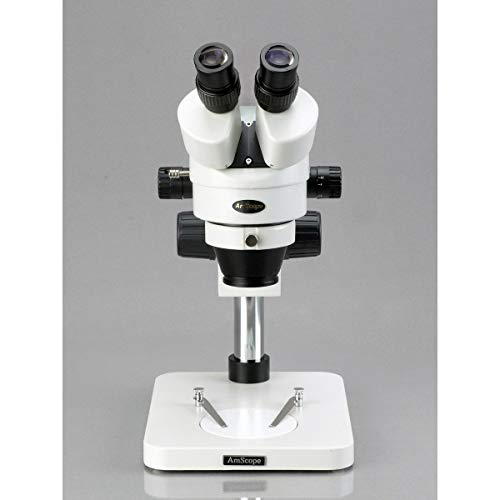 AmScope ميكروسكوب ستيريو زووم ثنائي العدسات احترافي AmScope SM-1BSX-64S، عدسات WH10x، تكبير 3.5X-45X، عدسة زووم 0.7X-4.5X، ضوء حلقة LED بـ 64 لمبة، قاعدة عمودية، تشمل عدسة بارلو 0.5x - Image 3