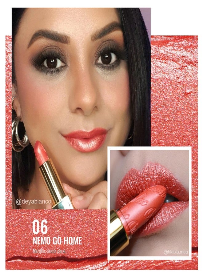 Oulac Coral Pink Lipstick for Women with Metallic 3D Shine Lightweight Hydrating Formula, High Impact Lip Color, Vegan Beauty, Full Coverage Lip Makeup, Christmas Gifts for Women, Nemo Go Home(06) - Image 3