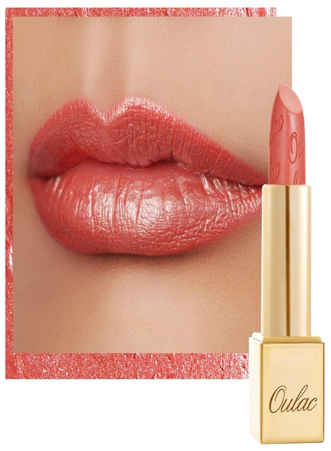 Oulac Coral Pink Lipstick for Women with Metallic 3D Shine Lightweight Hydrating Formula, High Impact Lip Color, Vegan Beauty, Full Coverage Lip Makeup, Christmas Gifts for Women, Nemo Go Home(06) - Image 1