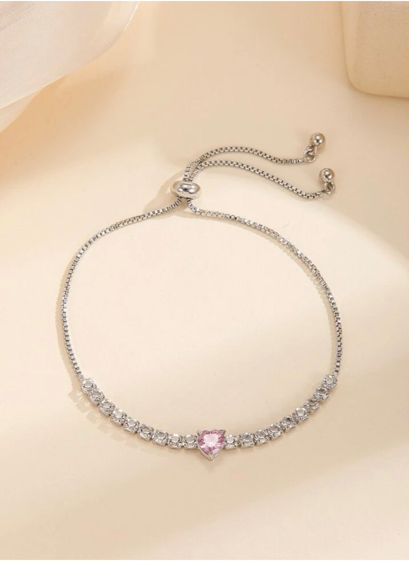Equal - Luxury & Elegant Women's Silver Plated Bracelet Cubic Zirconia - Image 1