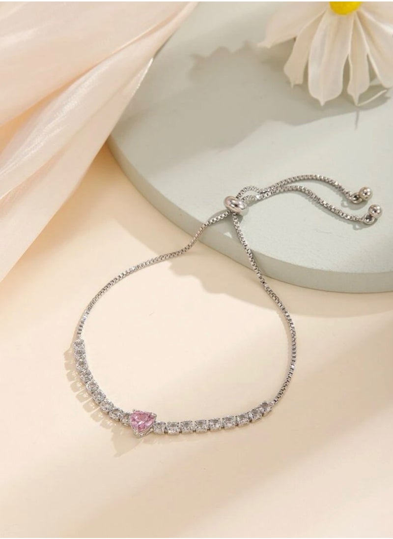 Equal - Luxury & Elegant Women's Silver Plated Bracelet Cubic Zirconia - Image 1