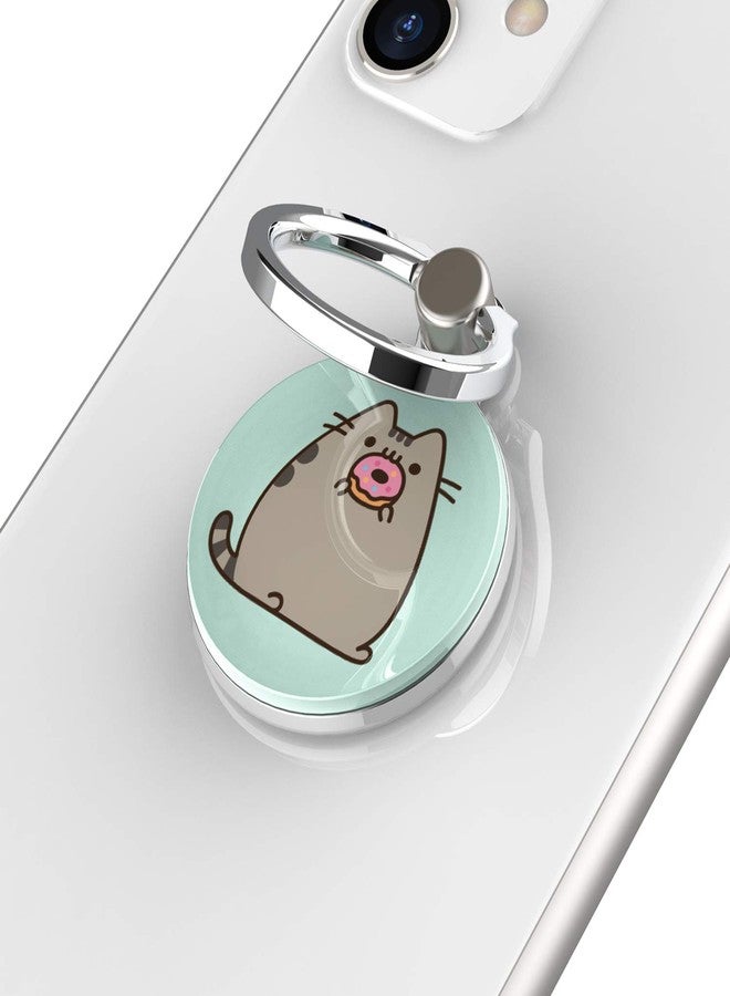 iFace حامل حلقة هاتف ذكي عالمي مرخص من iFace x Pusheen للفتيات/النساء - ملحق لطيف للصق الهاتف لجهاز iPhone، Samsung Galaxy، إلخ - بوشين يأكل الدونات - Image 2