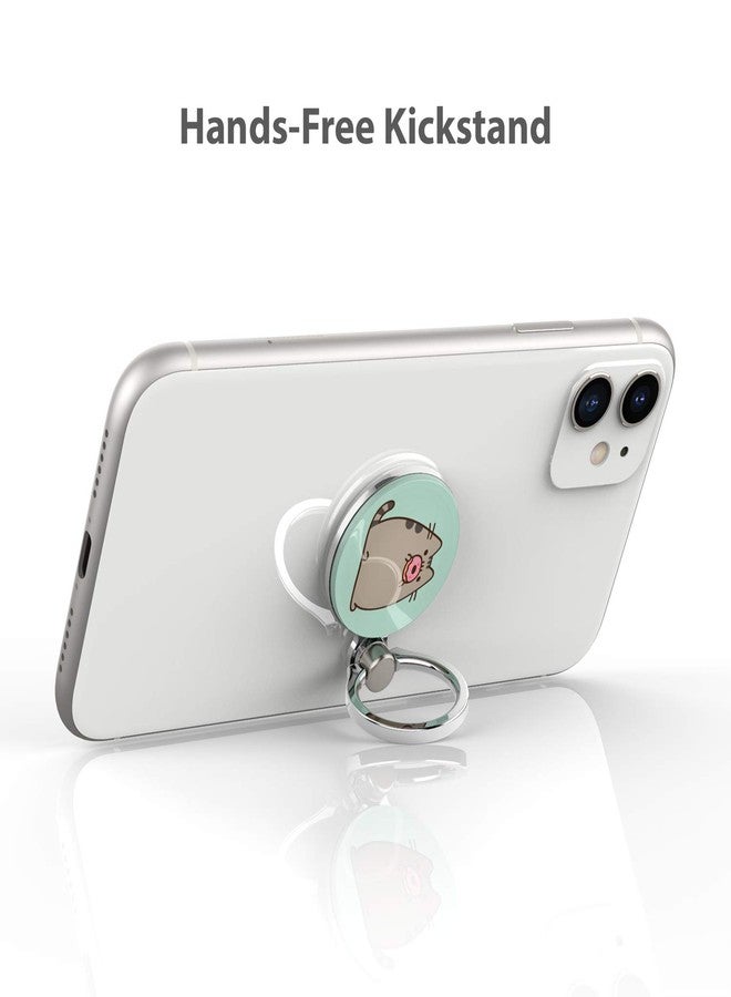iFace حامل حلقة هاتف ذكي عالمي مرخص من iFace x Pusheen للفتيات/النساء - ملحق لطيف للصق الهاتف لجهاز iPhone، Samsung Galaxy، إلخ - بوشين يأكل الدونات - Image 4