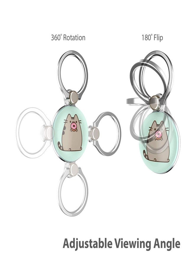 iFace حامل حلقة هاتف ذكي عالمي مرخص من iFace x Pusheen للفتيات/النساء - ملحق لطيف للصق الهاتف لجهاز iPhone، Samsung Galaxy، إلخ - بوشين يأكل الدونات - Image 3