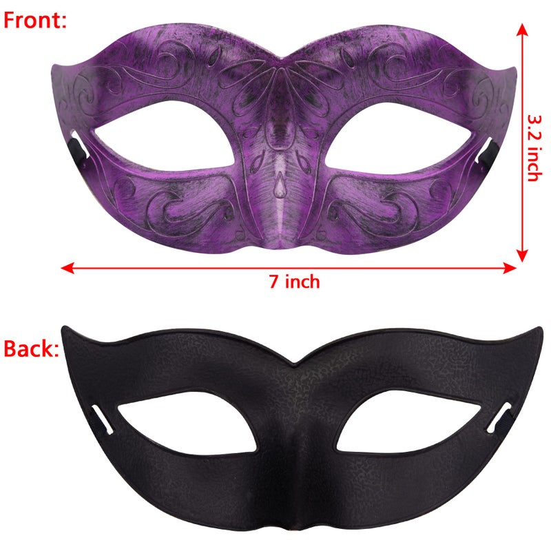 FEQO 48 Pieces Masquerade Masks Venetian Vintage Antique Masks Masquerade Eye Mask for Festival Canival Mardi Gras Party(Violet, Blue, Red, Green) - Image 2
