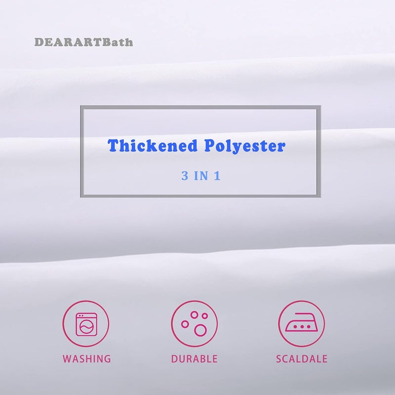 DEARART Bath Pure White Shower Curtain Quick Dry, 180cm × 180cm Cloth Shower Curtain with Grommet & Hooks, 100% Water Resistant Waterproof Washable, Easy Clean Easy Care - Image 2