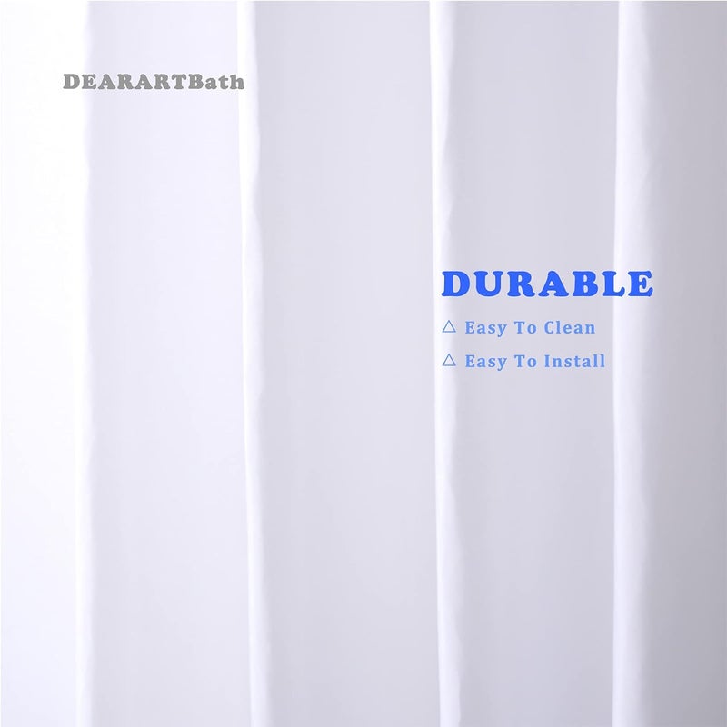 DEARART Bath Pure White Shower Curtain Quick Dry, 180cm × 180cm Cloth Shower Curtain with Grommet & Hooks, 100% Water Resistant Waterproof Washable, Easy Clean Easy Care - Image 4