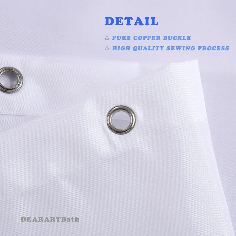 DEARART Bath Pure White Shower Curtain Quick Dry, 180cm × 180cm Cloth Shower Curtain with Grommet & Hooks, 100% Water Resistant Waterproof Washable, Easy Clean Easy Care - Image 3