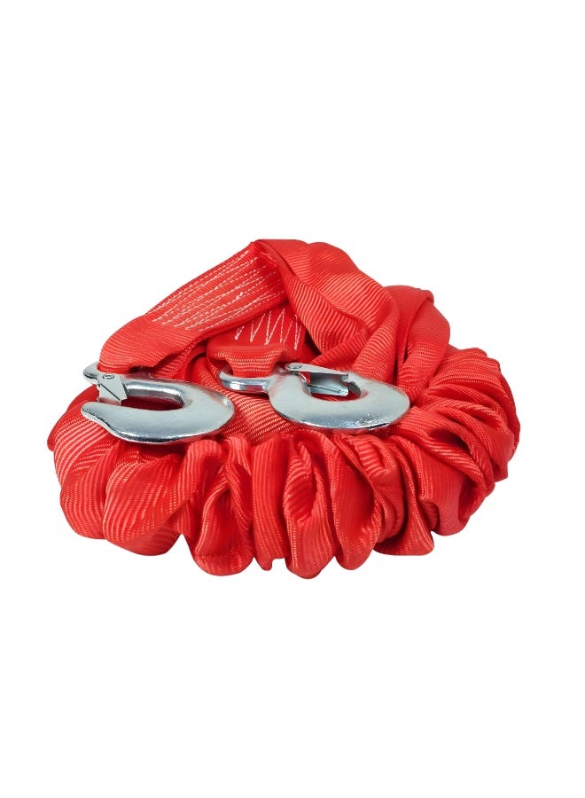 3XR 4M Heavy-Duty Tow Rope 4 Ton Capacity – Premium Nylon Elastic Recovery Strap with Steel Hooks for Car, SUV, Pickup, Minivan & Off-Road Emergency Rescue – High Strength, Durable, Multipurpose Towing Cable - 6975 - Image 1